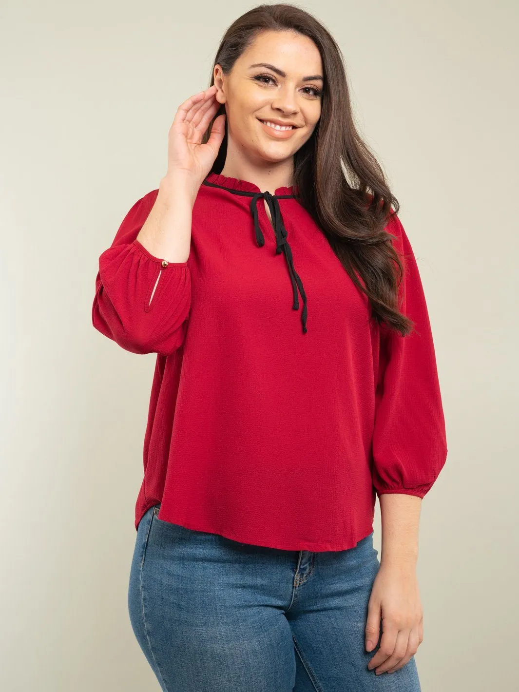 PLUS SIZE 3/4 SLEEVE TOP
