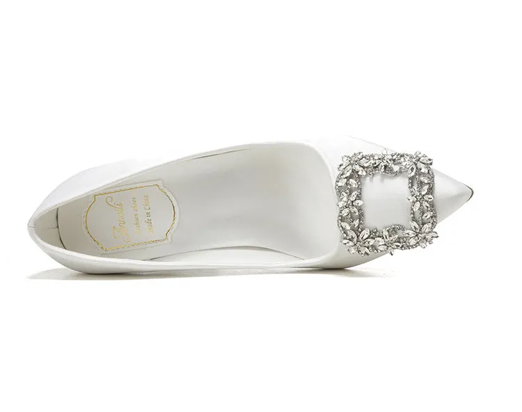 Pointed High Heel White Wedding Shoes