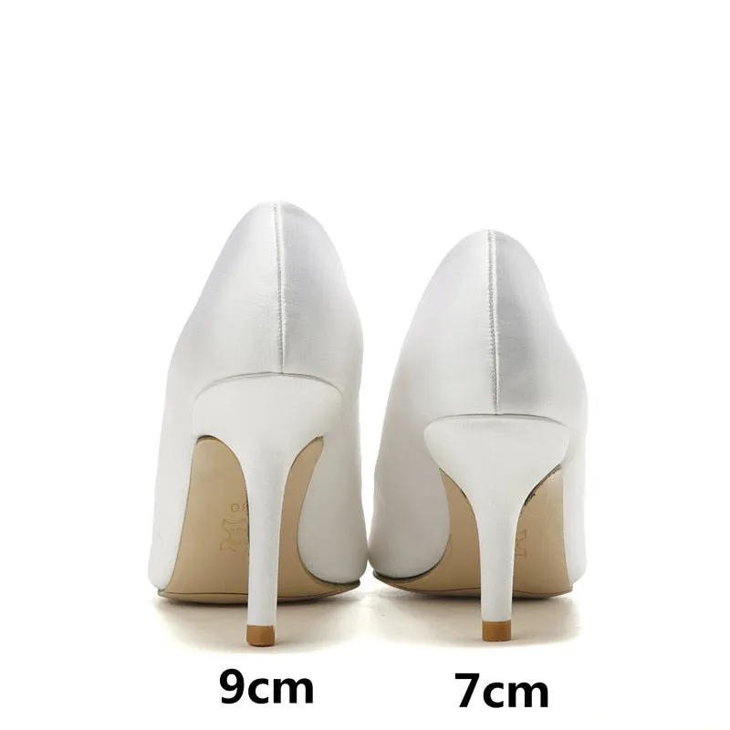 Pointed High Heel White Wedding Shoes