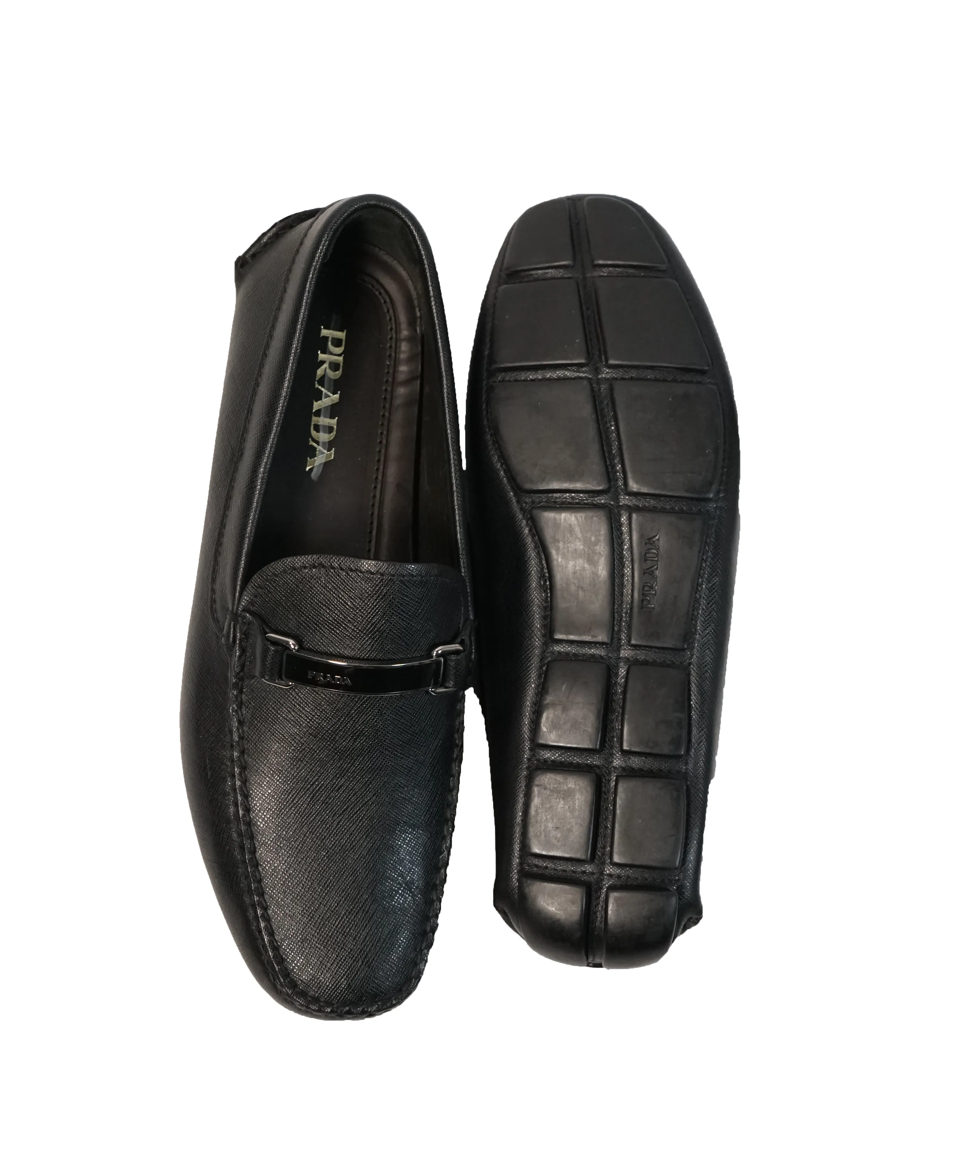 PRADA - Black Logo Bit Driving Loafers - 11