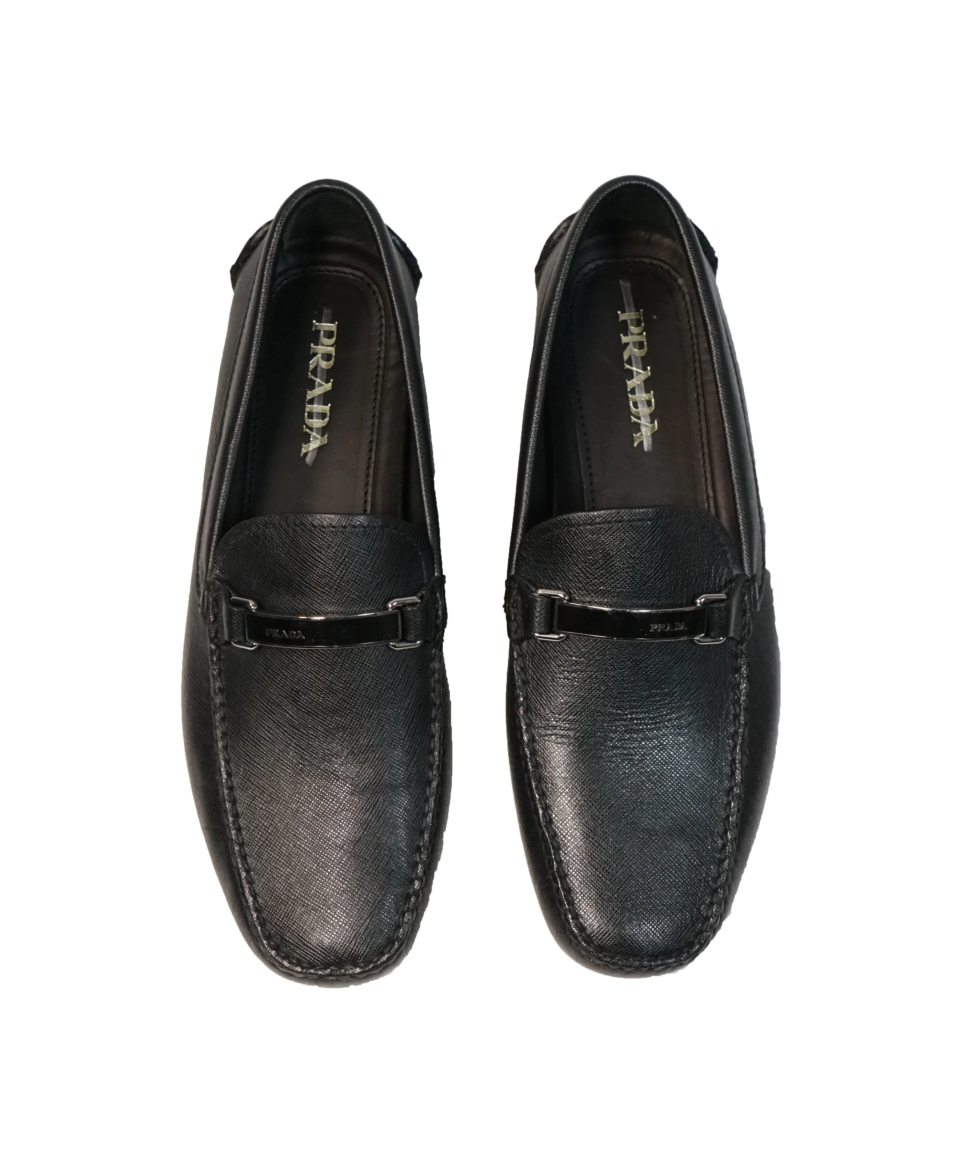 PRADA - Black Logo Bit Driving Loafers - 11