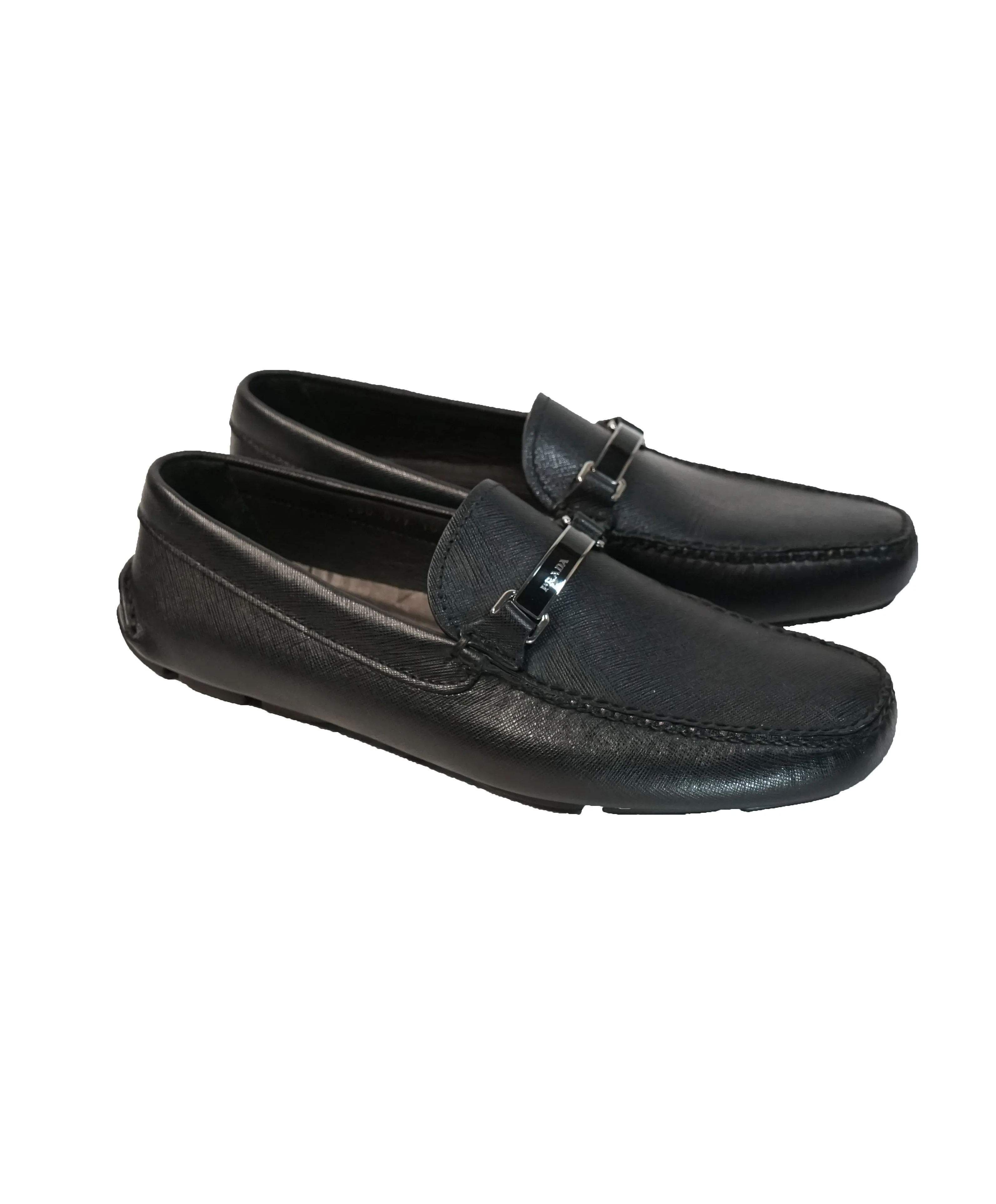 PRADA - Black Logo Bit Driving Loafers - 11