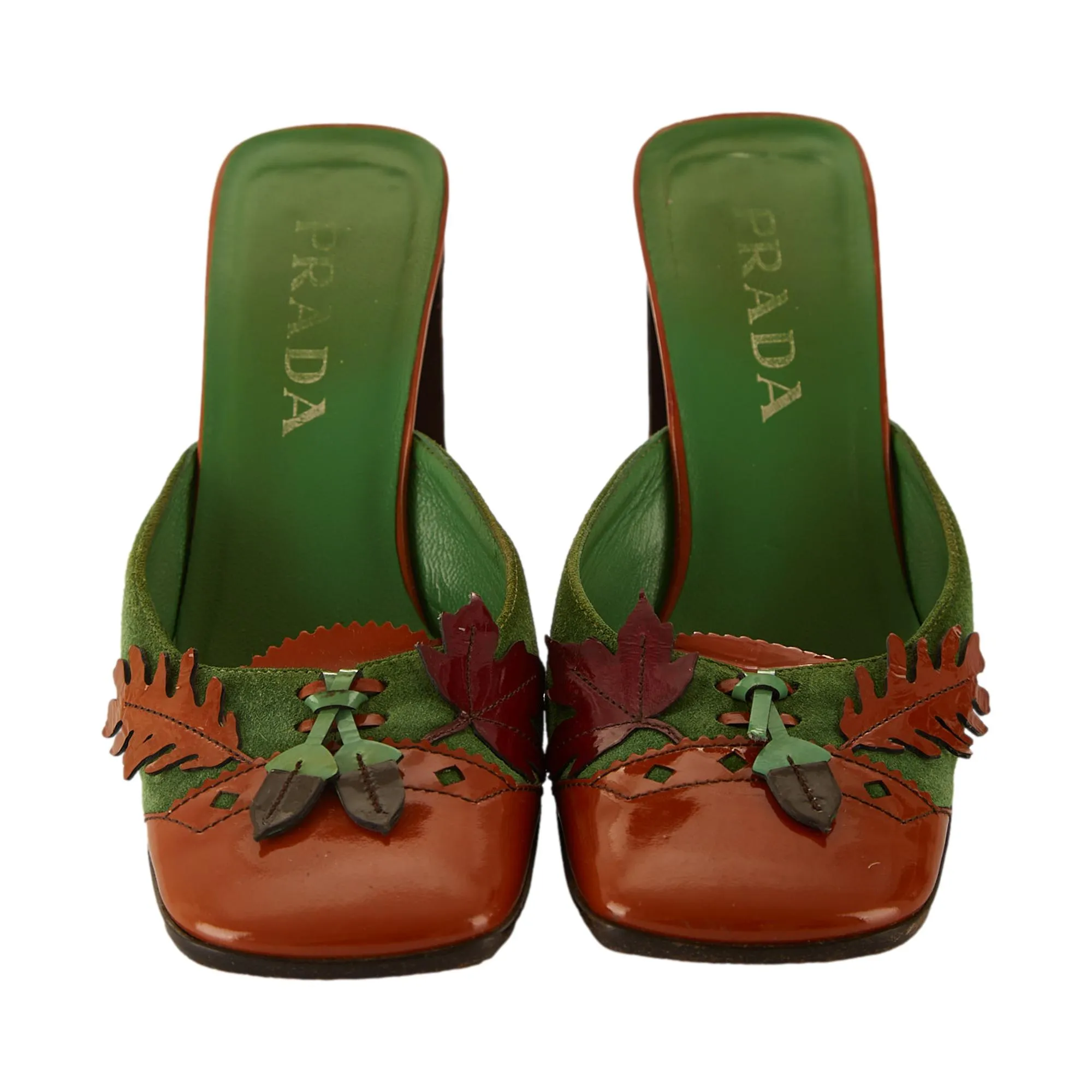 Prada Orange Leaf Kitten Heels