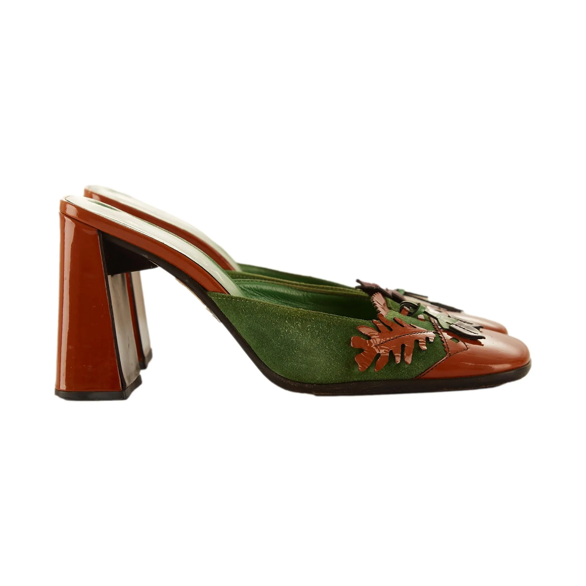 Prada Orange Leaf Kitten Heels