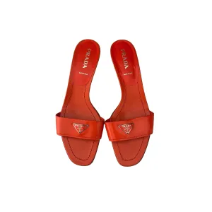 Prada Orange Logo Kitten Heels