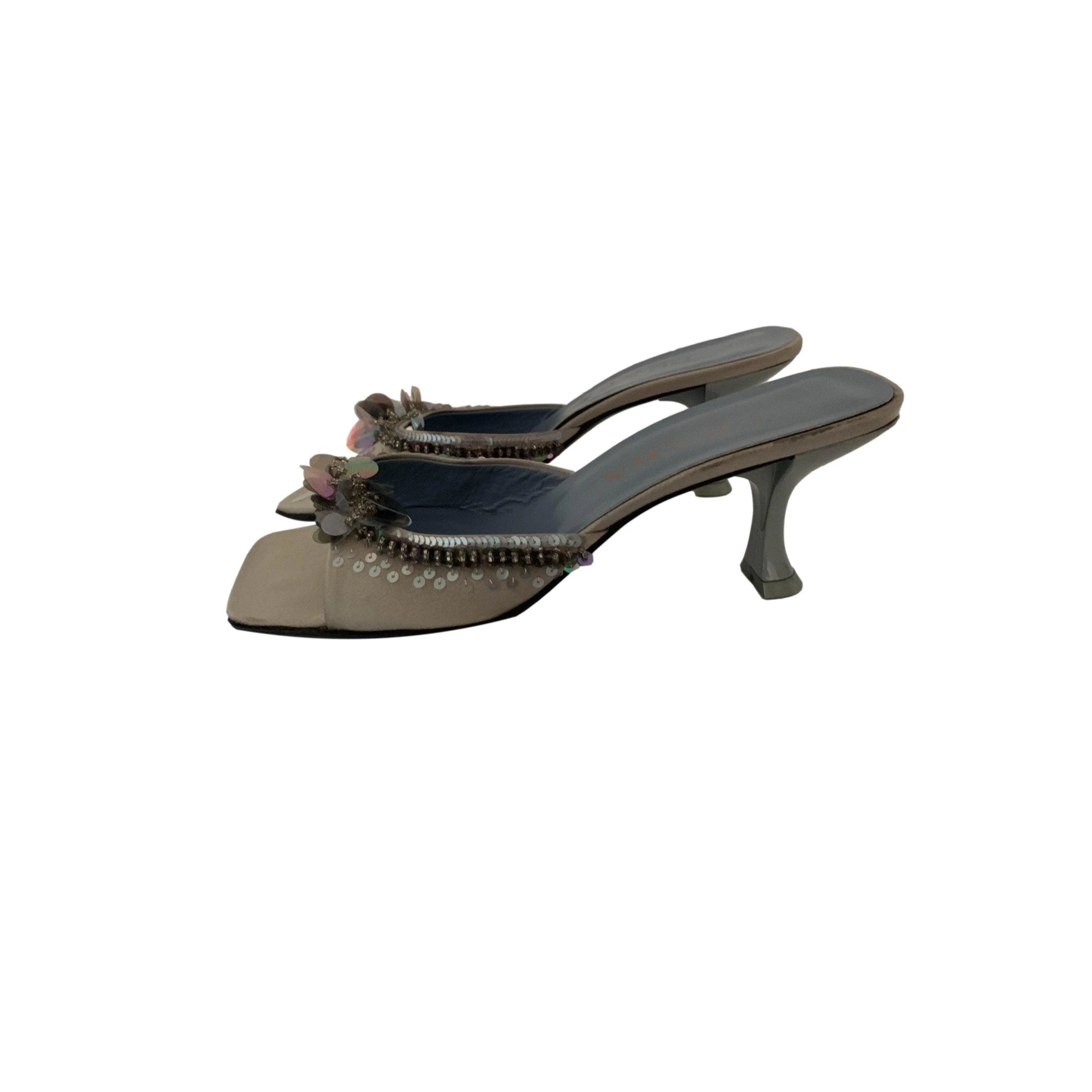 Prada Slate Sequin Kitten Heels