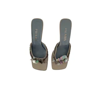 Prada Slate Sequin Kitten Heels