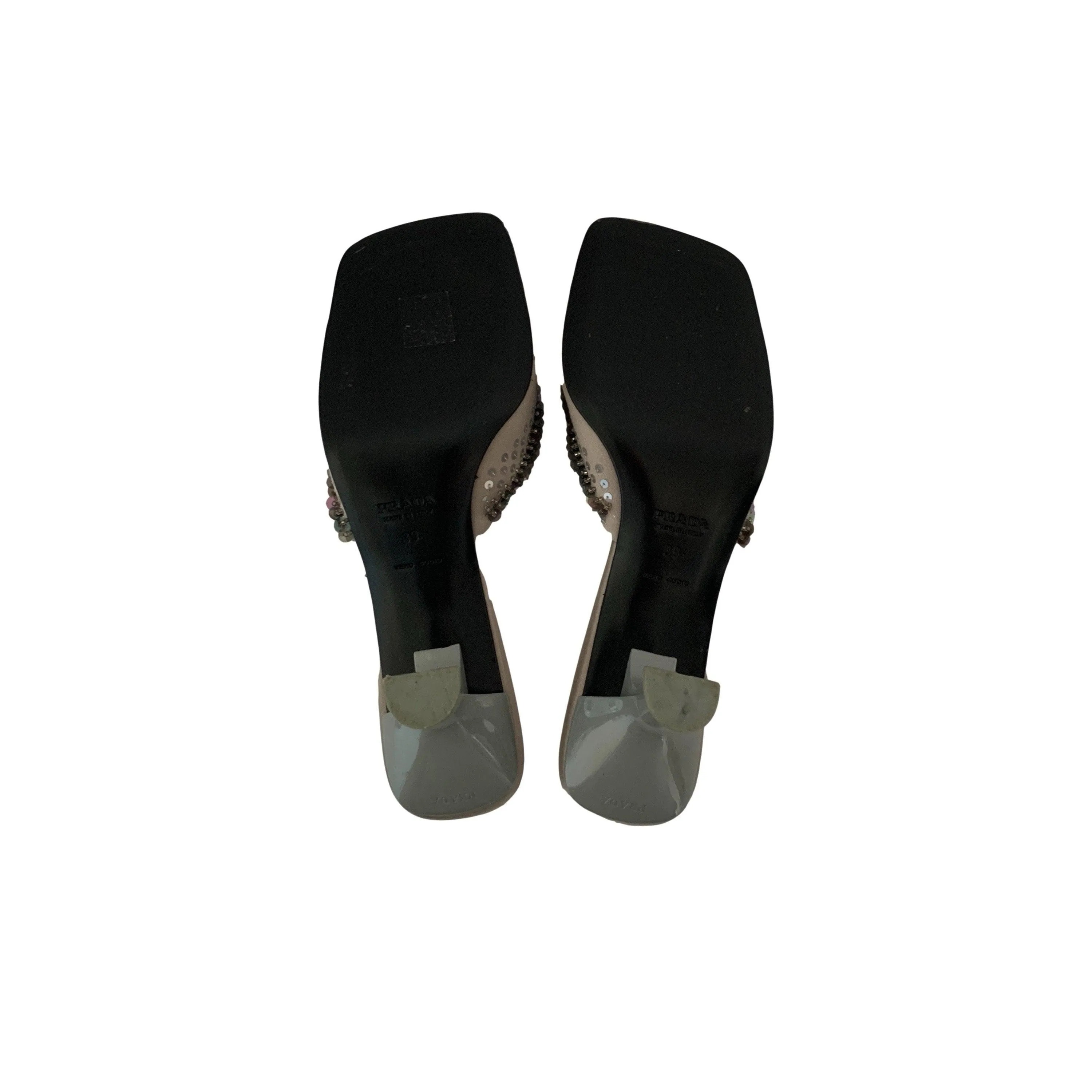 Prada Slate Sequin Kitten Heels