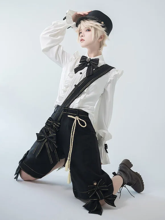 【Pre-sell】 Gothic Lolita Ouji Fashion Long Sleeves Bows Ruffles Shirt