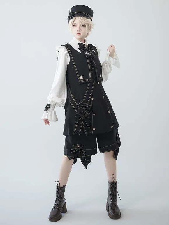 【Pre-sell】 Gothic Lolita Ouji Fashion Long Sleeves Bows Ruffles Shirt