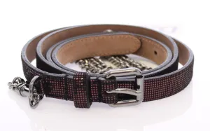 Purple Leather Logo Chain Belt