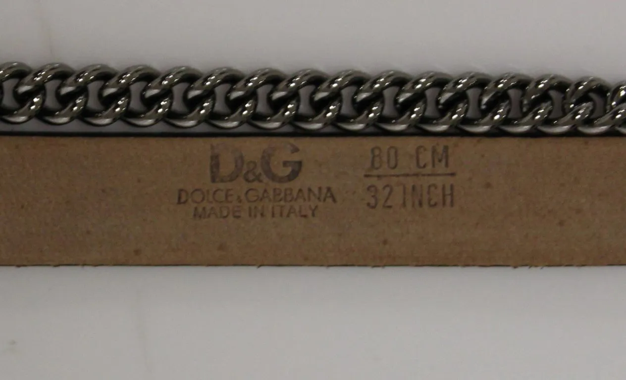 Purple Leather Logo Chain Belt