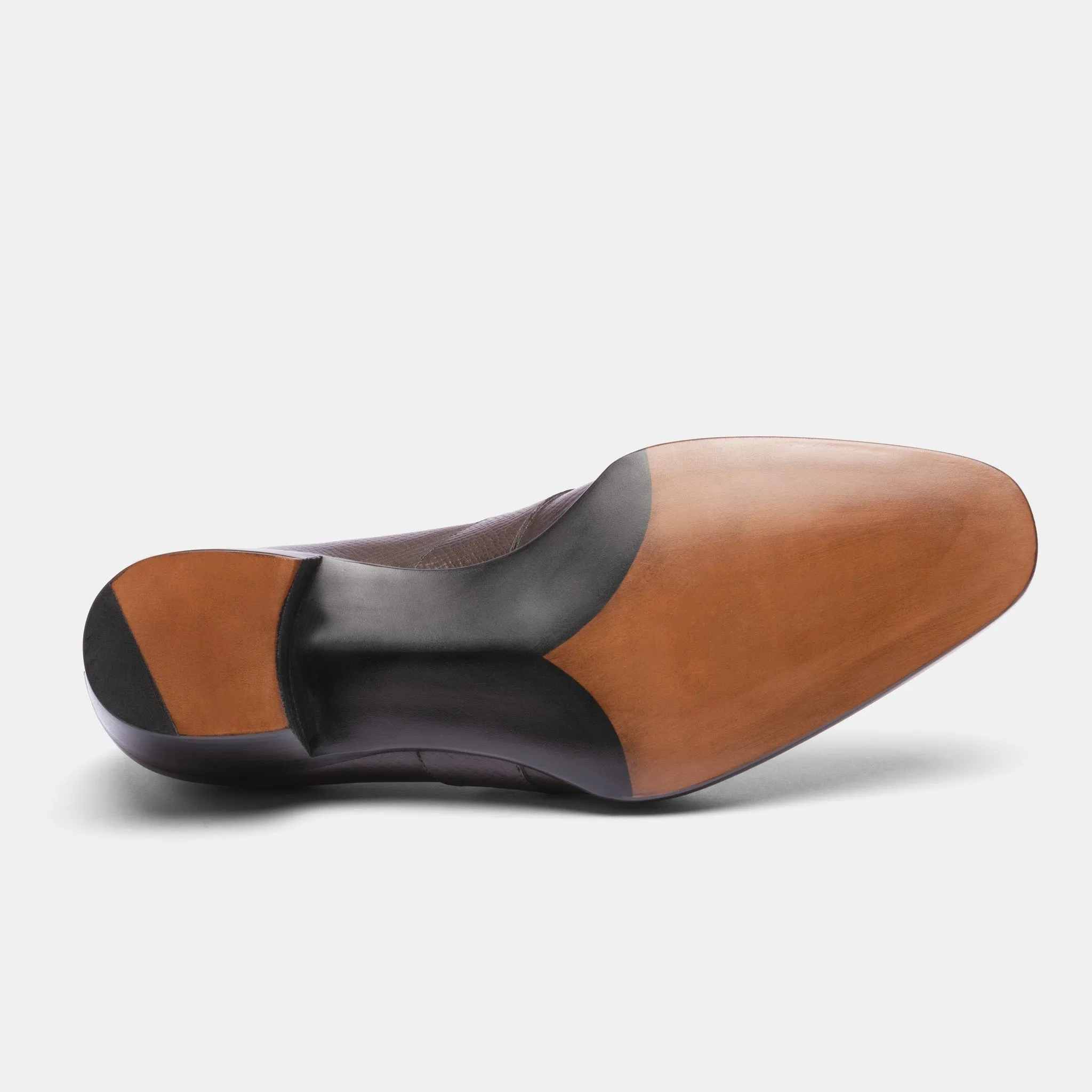 Raj Singhs Full Strap Loafers – Saddle Brown Hatchgrain Italian Leather
