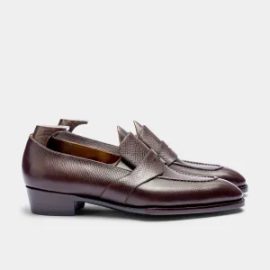 Raj Singhs Full Strap Loafers – Saddle Brown Hatchgrain Italian Leather