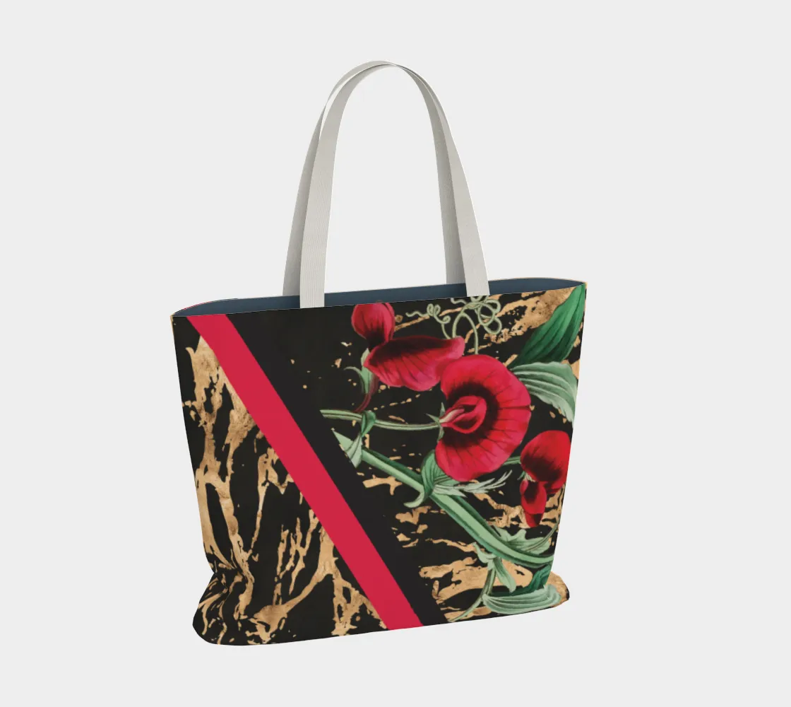 Red Floral Luxe Tote