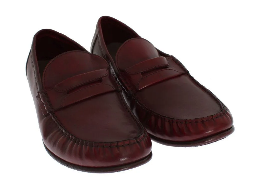 Red Leather Loafers Shoes