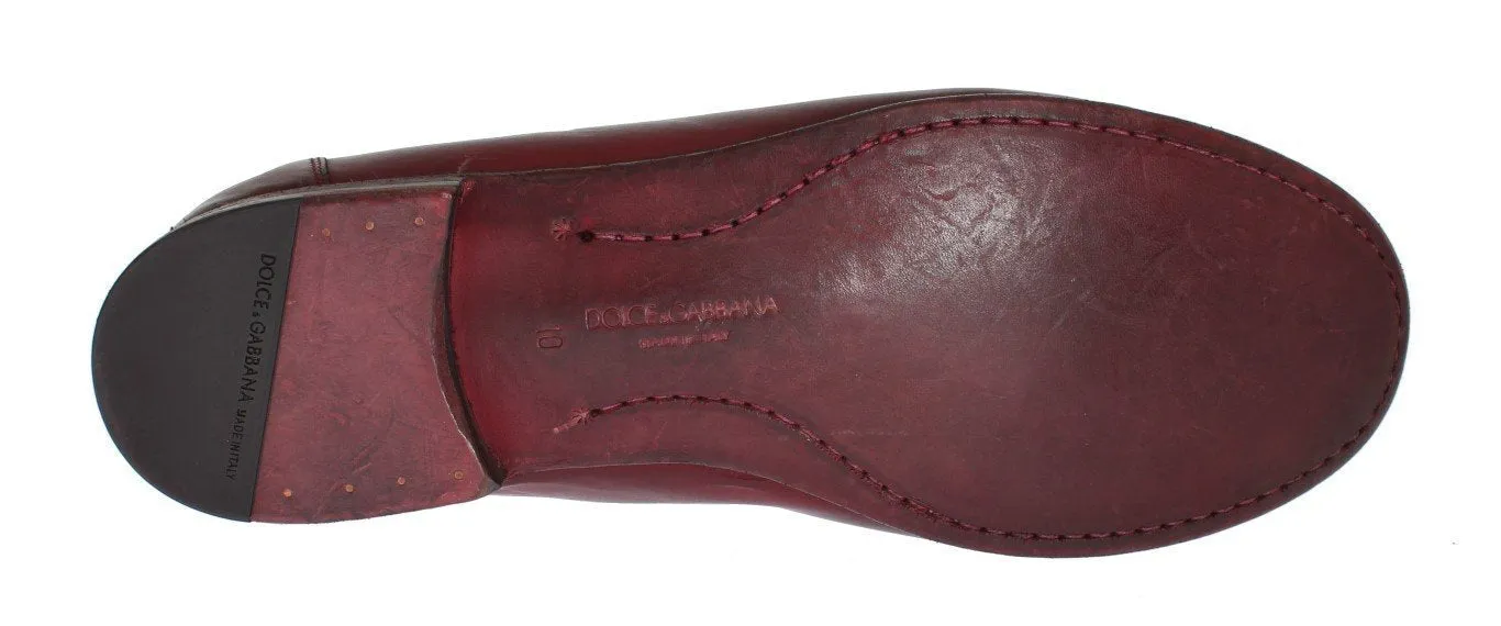 Red Leather Loafers Shoes