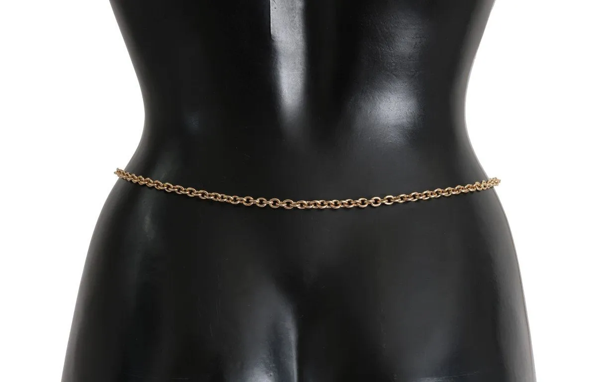 Red Polka Dot Leather Thin Gold Chain Belt