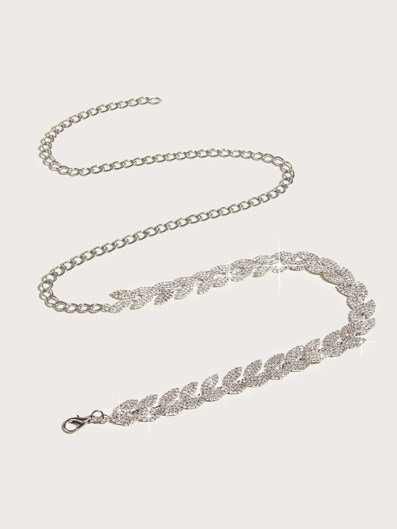 Rhinestone Decor Chain Belt