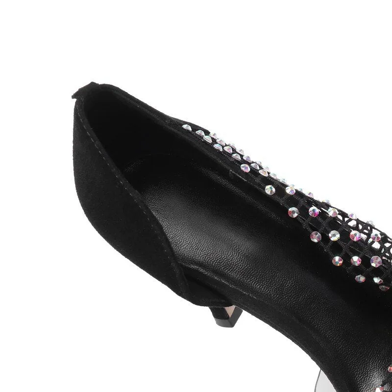 rhinestone hollow high-heeled fashion shoes
