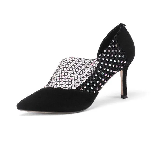 rhinestone hollow high-heeled fashion shoes