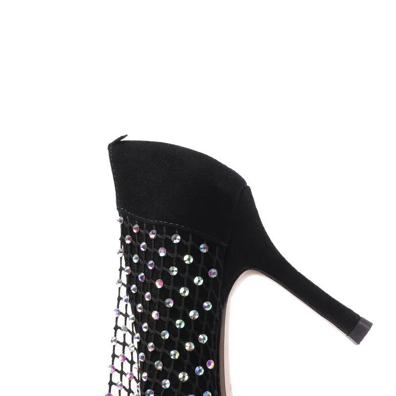 rhinestone hollow high-heeled fashion shoes