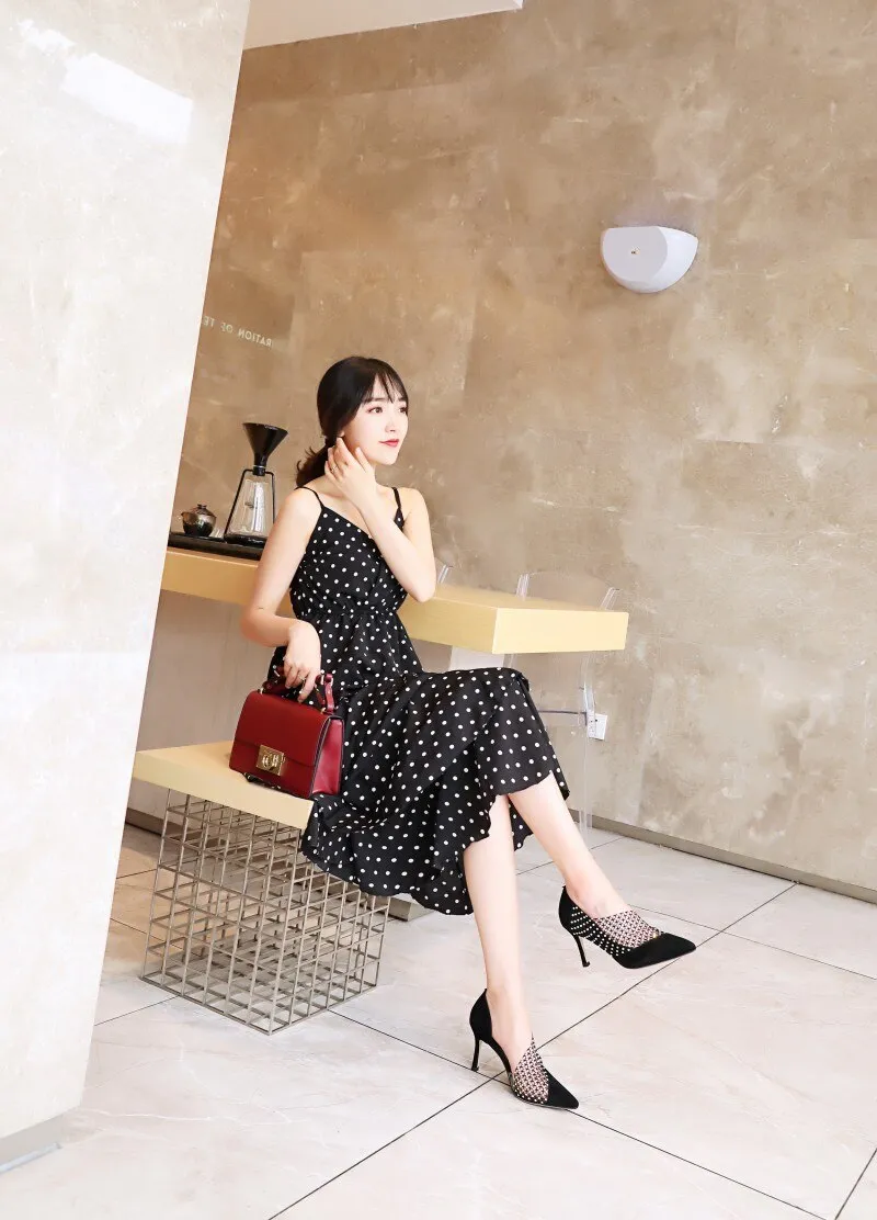 rhinestone hollow high-heeled fashion shoes