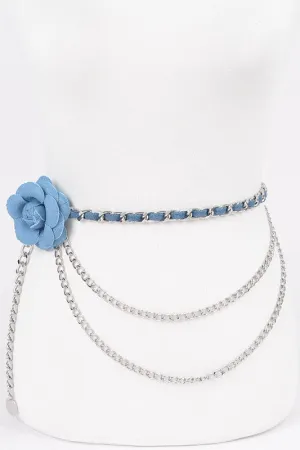 Rose denim Chain Belt
