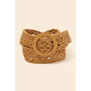 Round Buckle Braided Belt