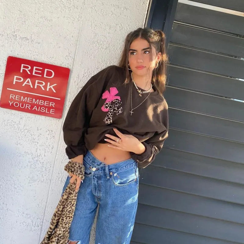 Round Neck Floral Printed Shirts Blouses Sweatshirts
