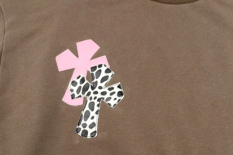 Round Neck Floral Printed Shirts Blouses Sweatshirts