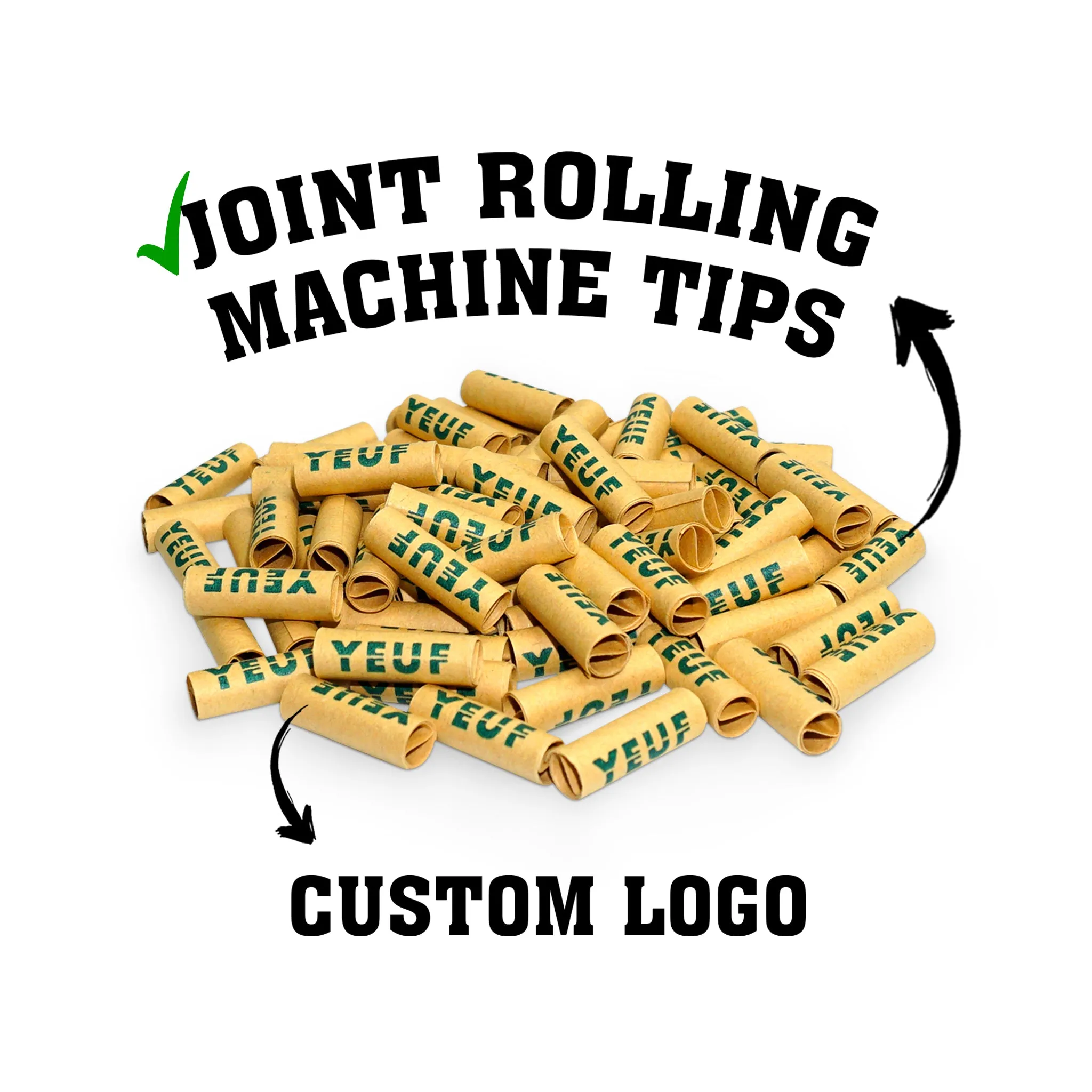 S Shaped Pre Rolled CUSTOM PRINTED Crutch Tip in Bulk Packaging