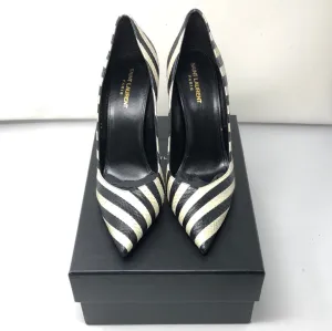 Saint Laurent black and white snakeskin zebra print pump