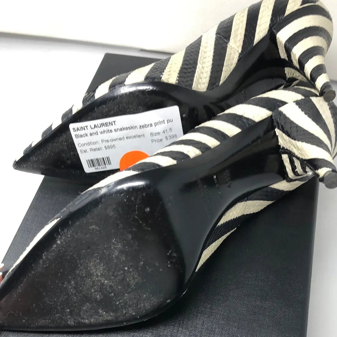Saint Laurent black and white snakeskin zebra print pump