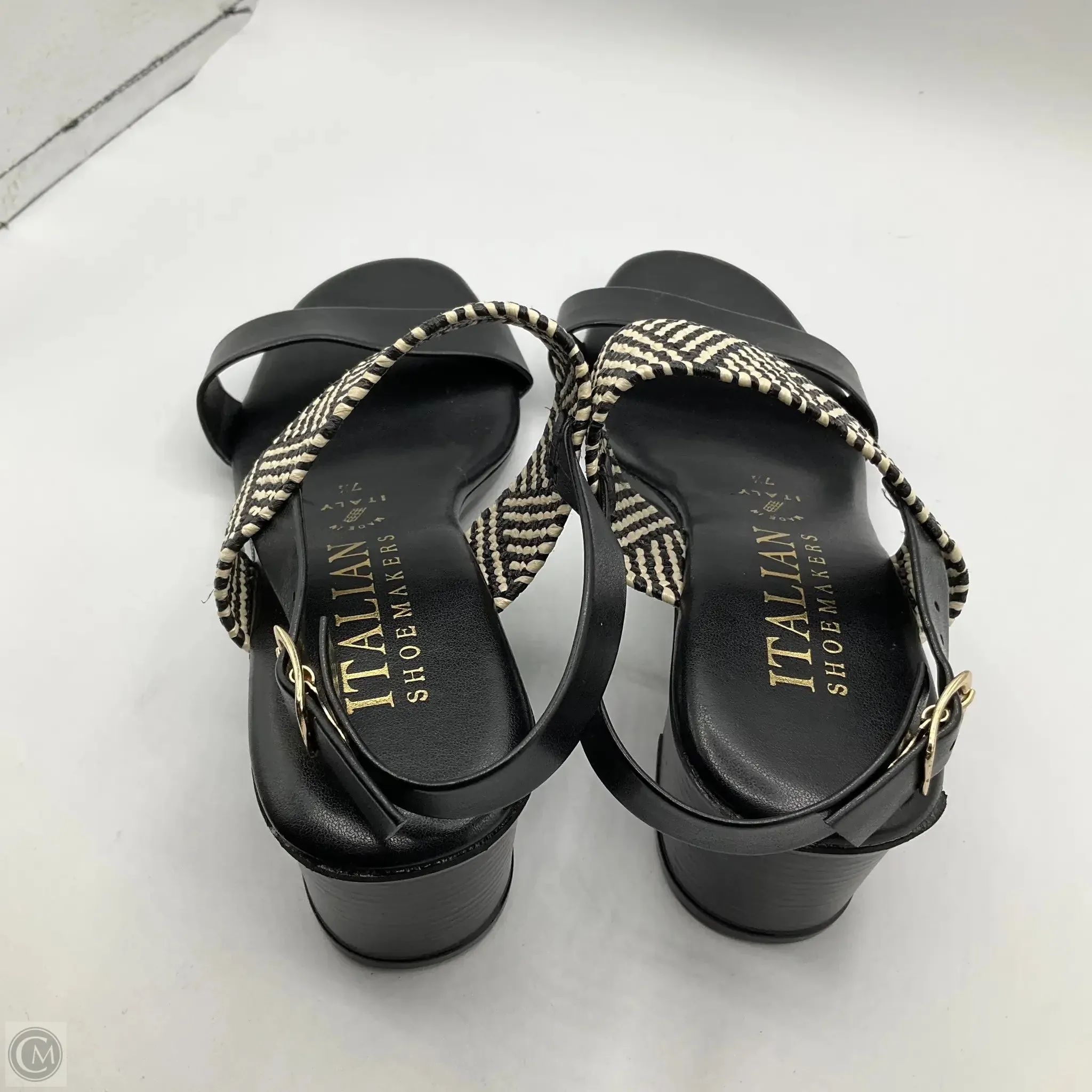 Sandals Heels Kitten By Italian Shoemakers In Black, Size: 7.5