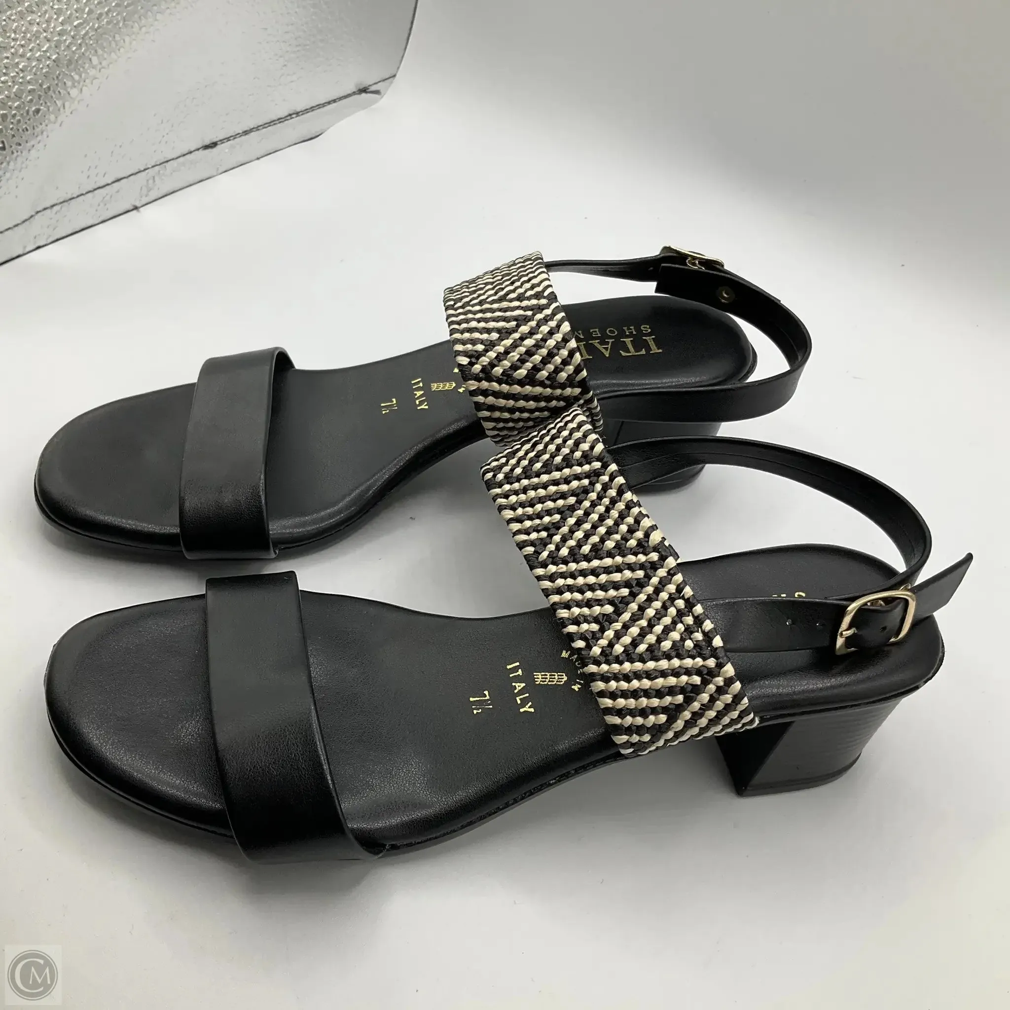 Sandals Heels Kitten By Italian Shoemakers In Black, Size: 7.5