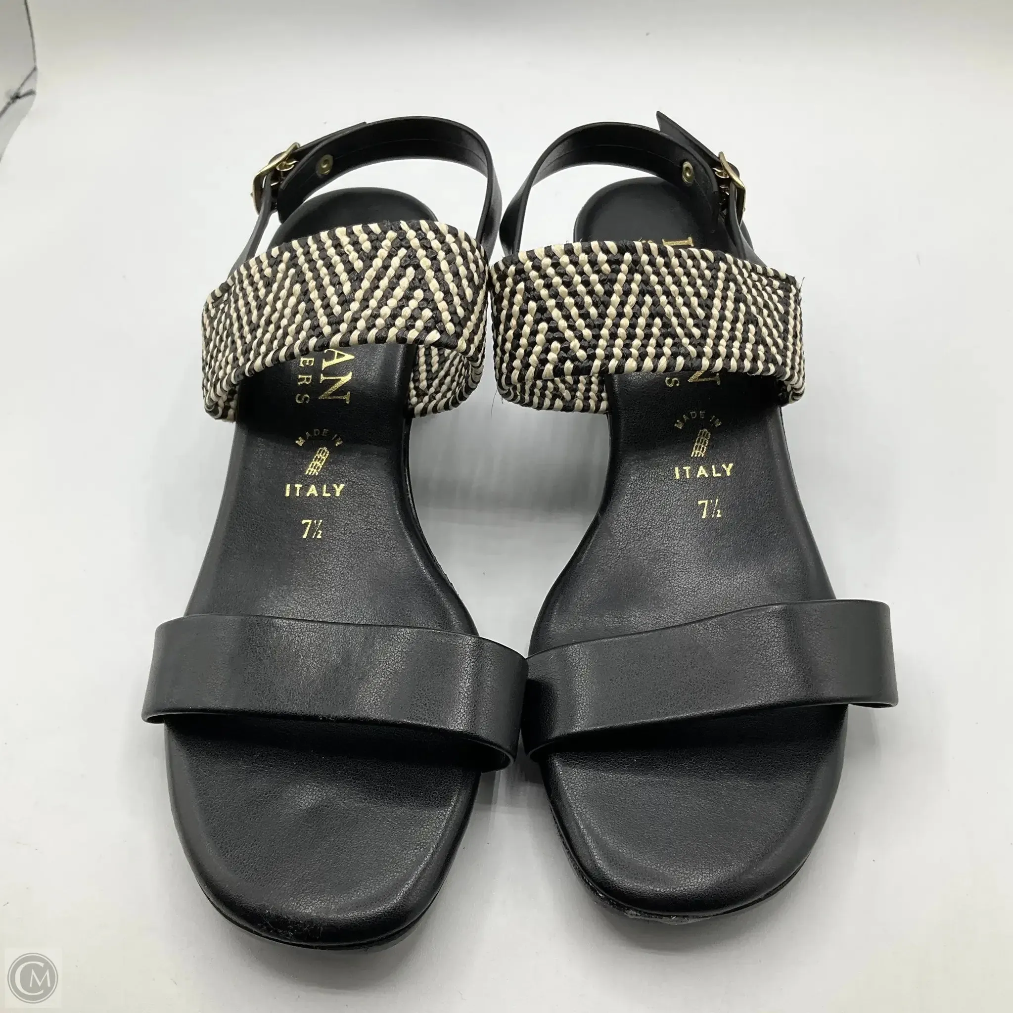 Sandals Heels Kitten By Italian Shoemakers In Black, Size: 7.5