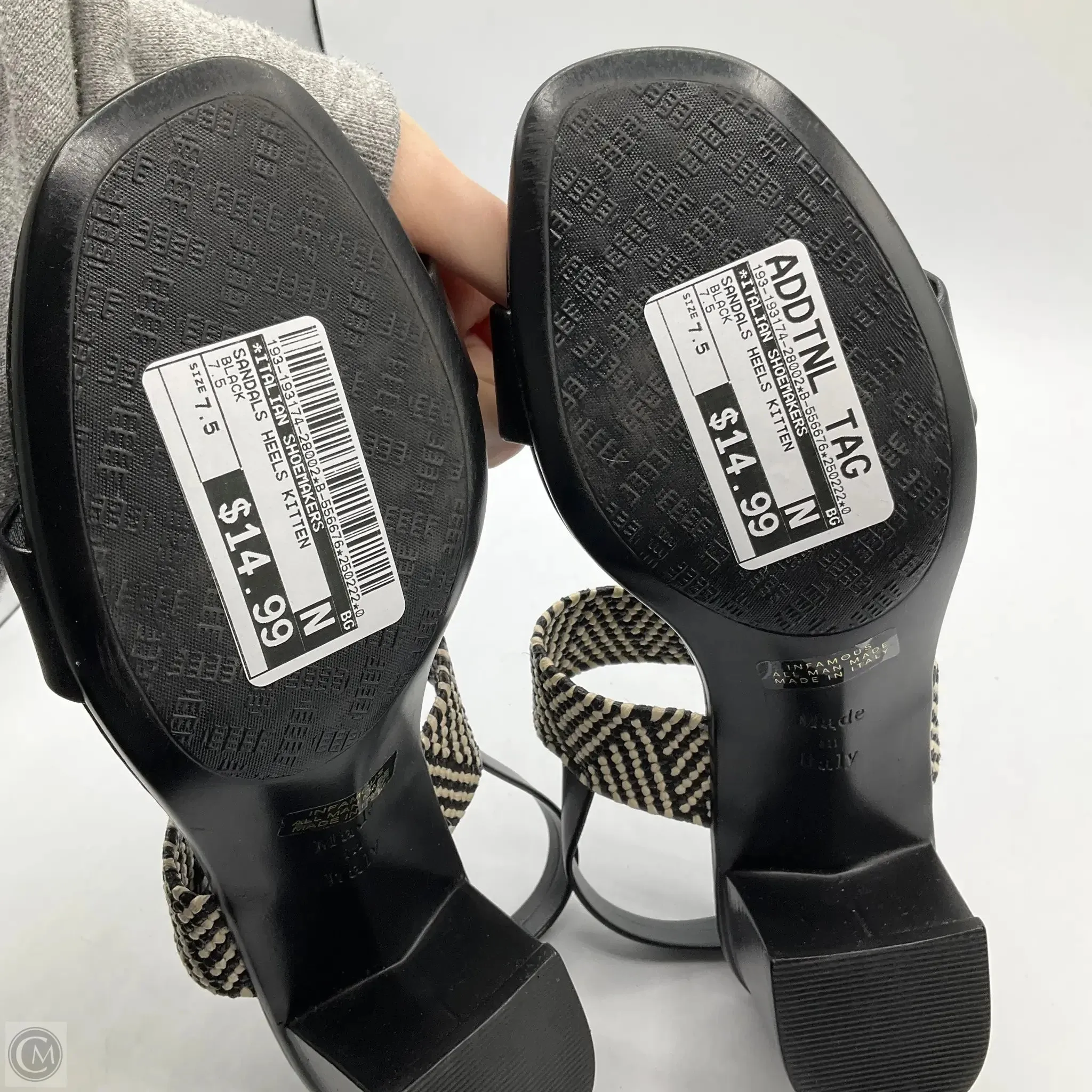 Sandals Heels Kitten By Italian Shoemakers In Black, Size: 7.5