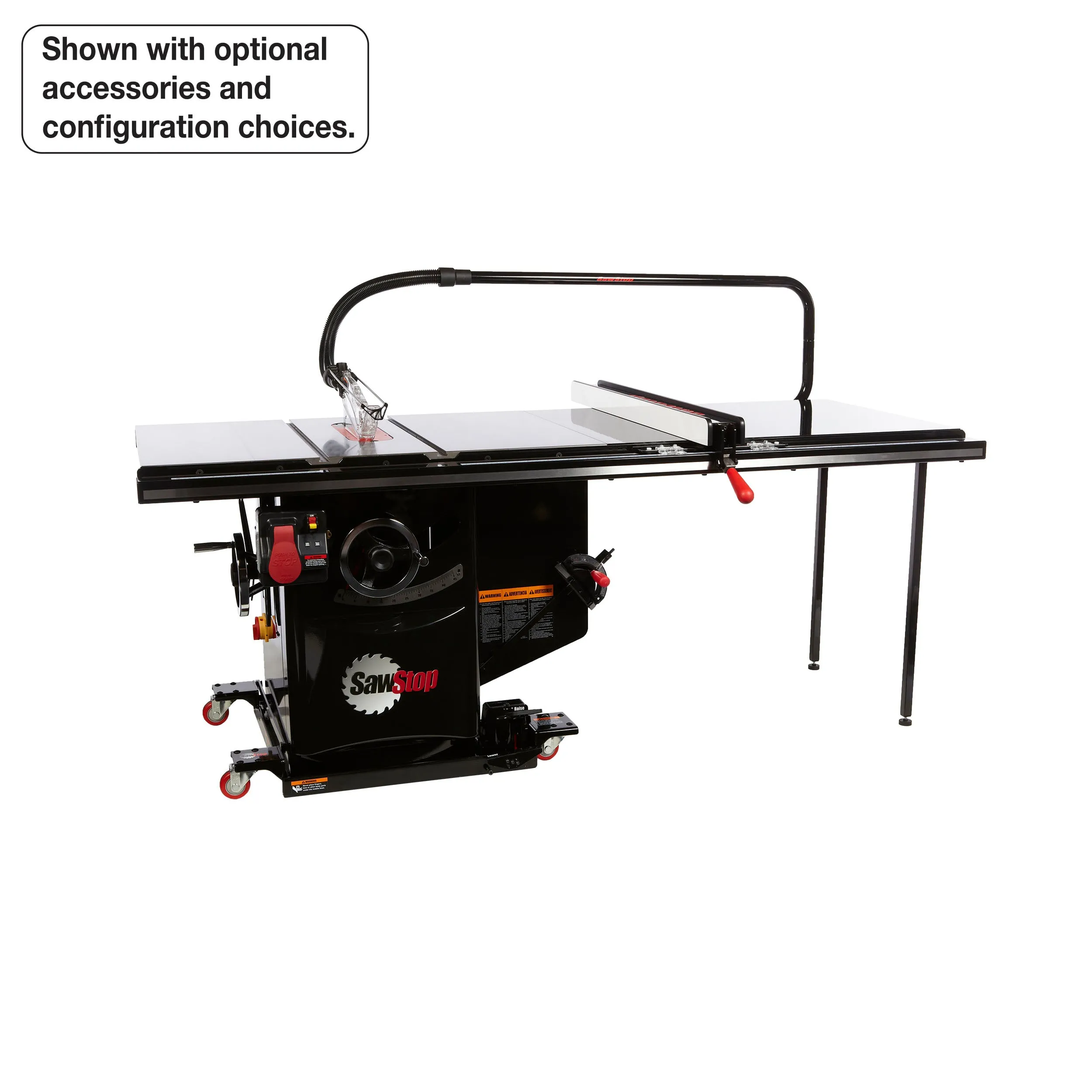 SawStop 5HP, 3ph, 230v Industrial Cabinet Saw w/ 52" Industrial T-Glide Fence System, Rails & Extension Table