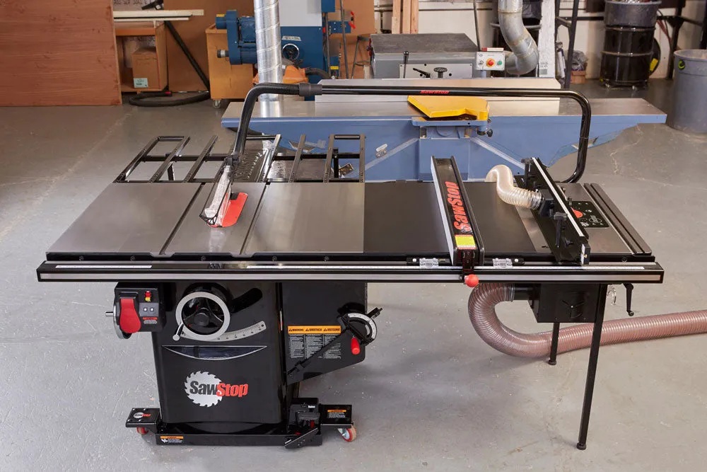 SawStop 5HP, 3ph, 230v Industrial Cabinet Saw w/ 52" Industrial T-Glide Fence System, Rails & Extension Table