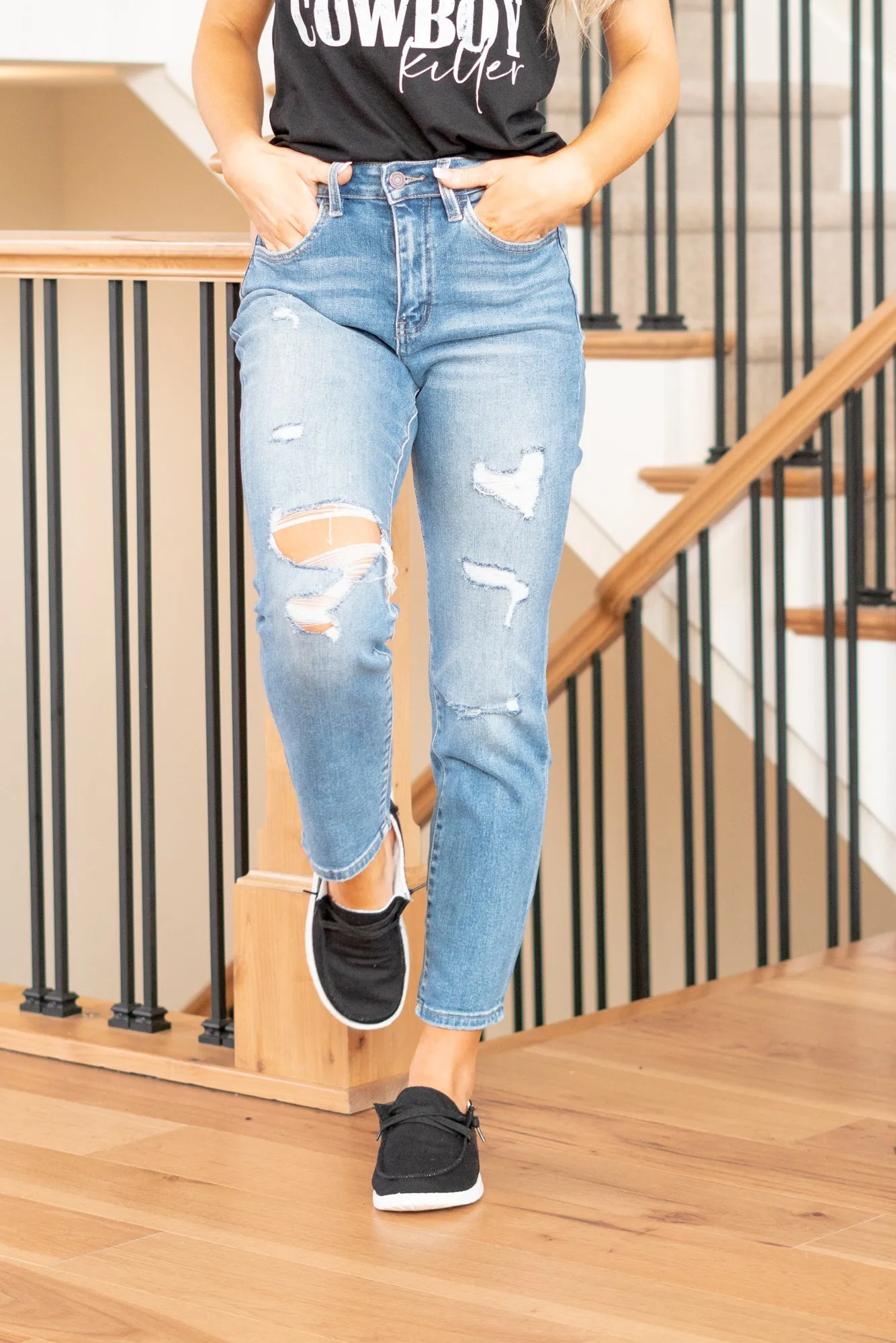 Scratch Erika Distressed Mom Jeans