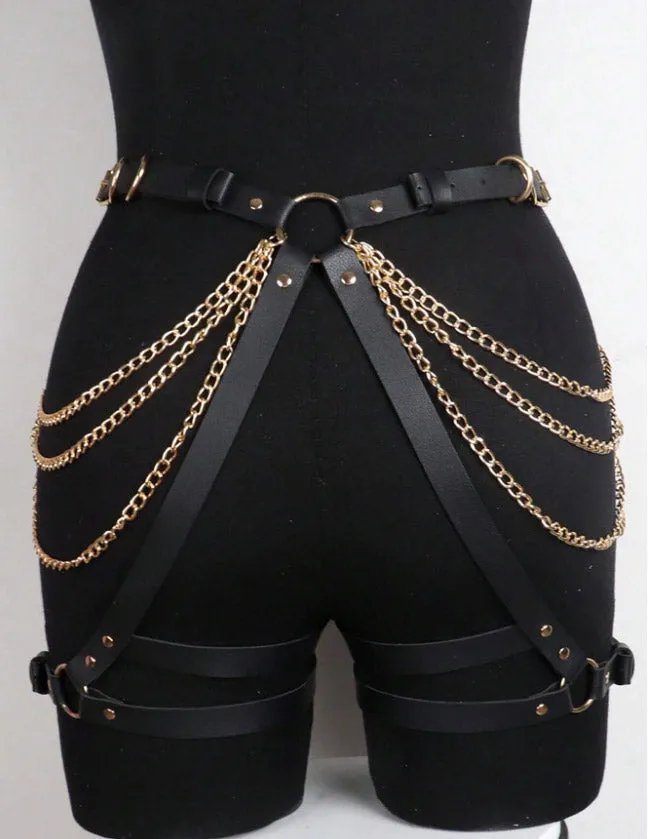 Sexy Harness Garter Belts with chain