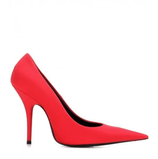 Sexy Red Satin Stiletto Heels Pumps Pointy Toe High Heel Pump