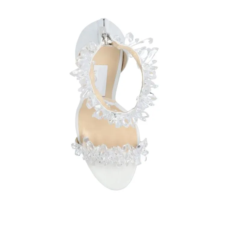 Sexy Summer Stiletto Heel Sandals Transptent Crystal Wedding Shoes