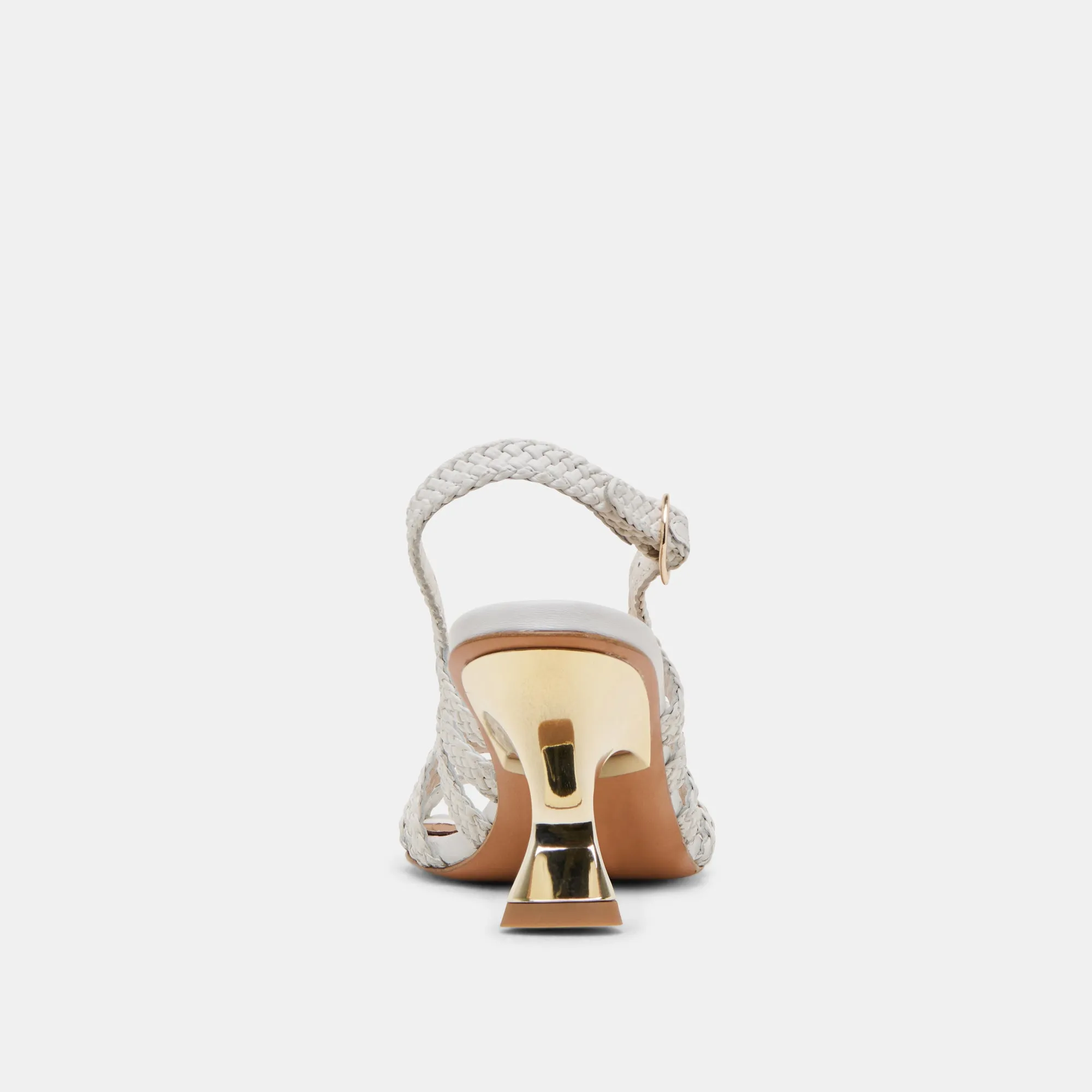SICILY HEELS WHITE WOVEN LEATHER