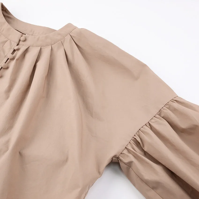 Single-breasted Puff Lantern Sleeve Shirts