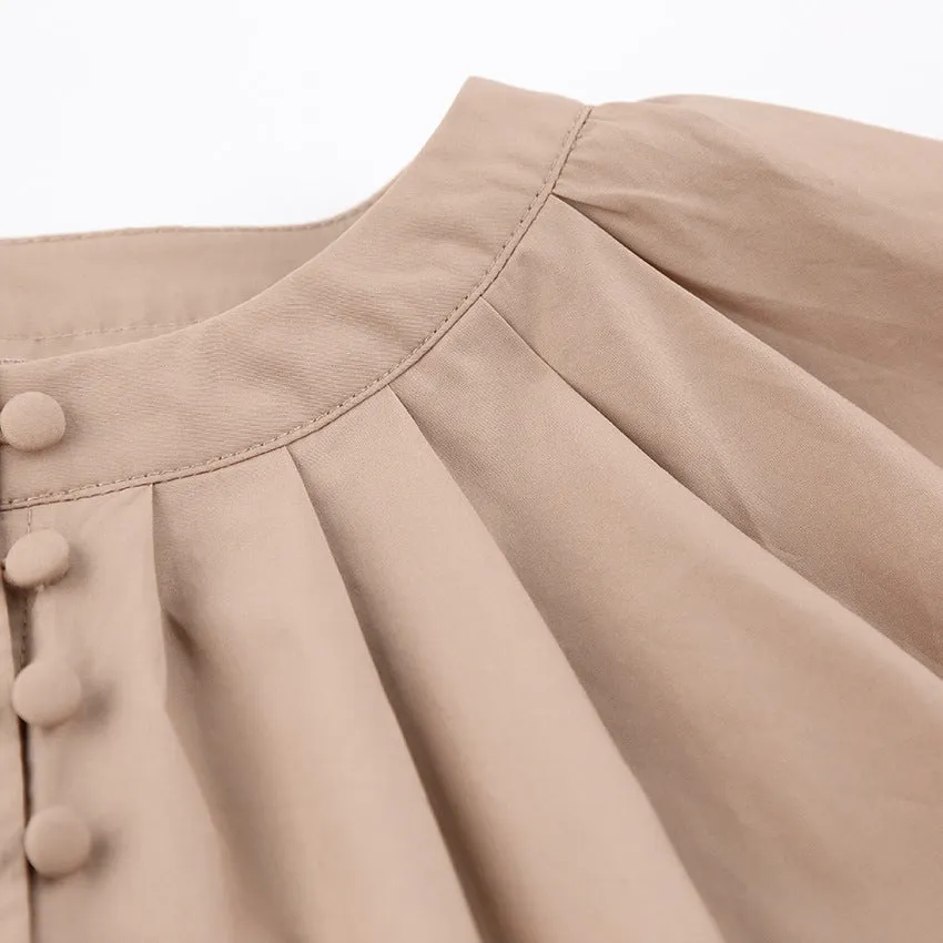 Single-breasted Puff Lantern Sleeve Shirts