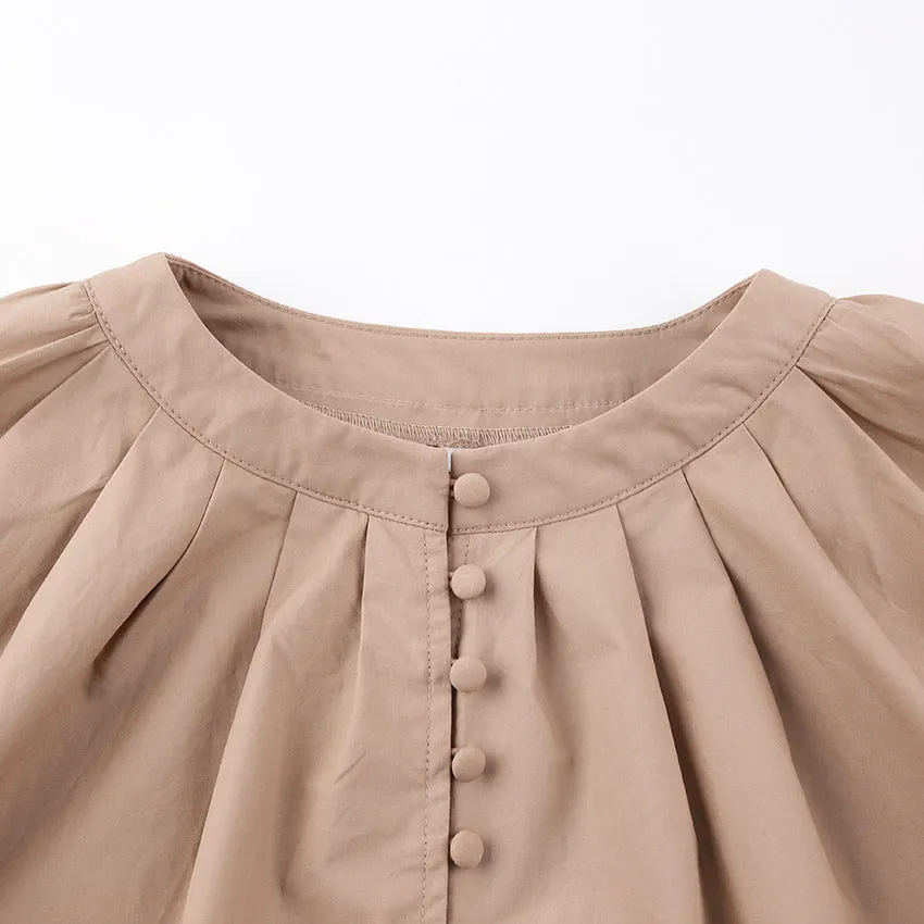 Single-breasted Puff Lantern Sleeve Shirts
