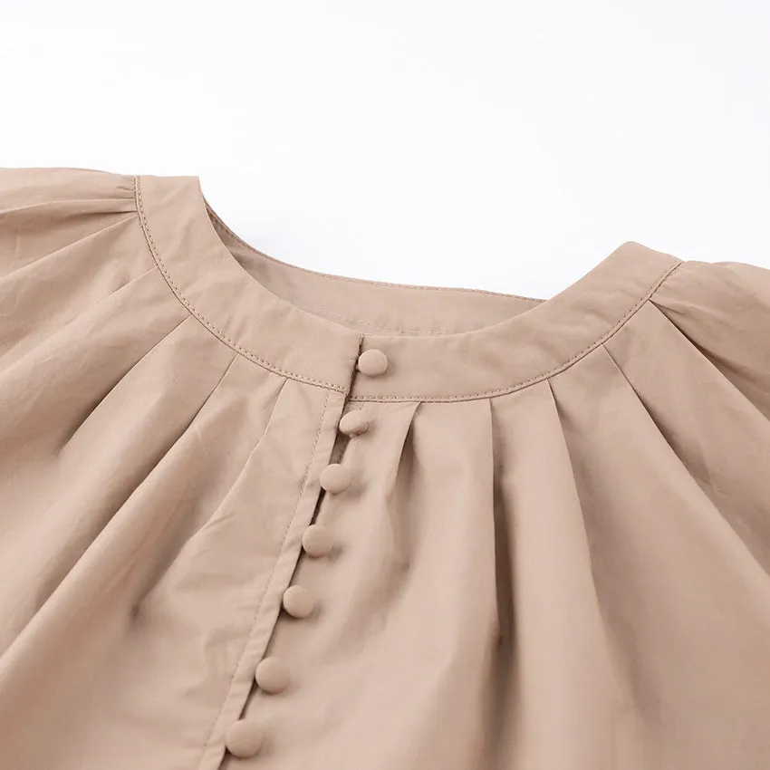 Single-breasted Puff Lantern Sleeve Shirts