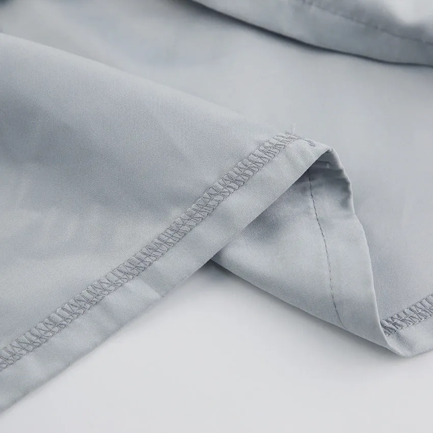 Single-breasted Round Neck Puff Sleeve Mandarin Collar Shirts